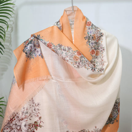 Fashion Printed Wool Scarf 80 Count Worsted Warm Large Shawl Thin Neck Protector Scarf for Mom Autumn and Winter New Products