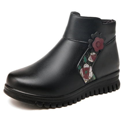 Mother Shoes Winter Cotton Shoes Elderly Ankle Boots Middle-aged Women's Shoes fleece-lined Autumn and Winter Leather Shoes Non-slip Warm Middle-aged Winter Shoes