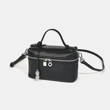 European and American Retro 25 Spring and Summer New Top Layer Vegetable Tanned Cowhide Small Square Bag Fashionable Simple Lunch Box Bag Leather Small Bag for Women