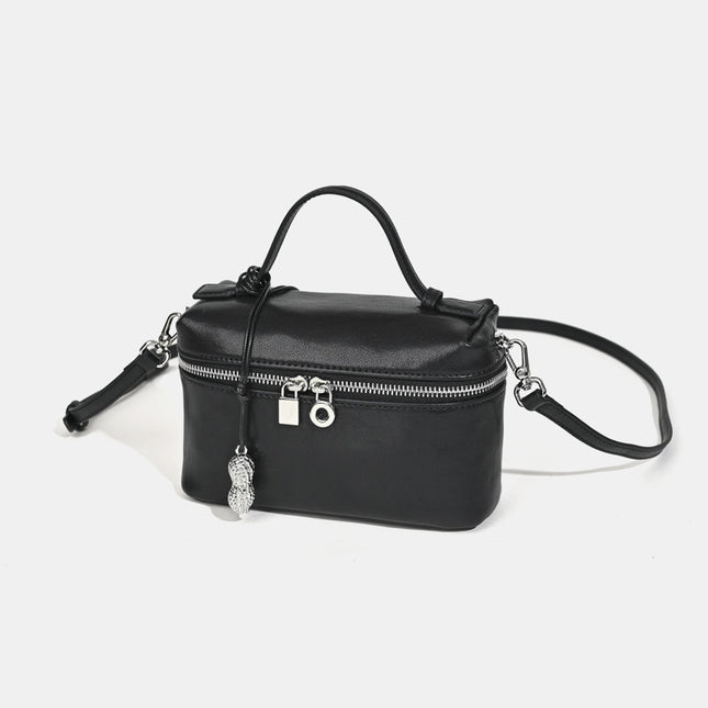European and American Retro 25 Spring and Summer New Top Layer Vegetable Tanned Cowhide Small Square Bag Fashionable Simple Lunch Box Bag Leather Small Bag for Women
