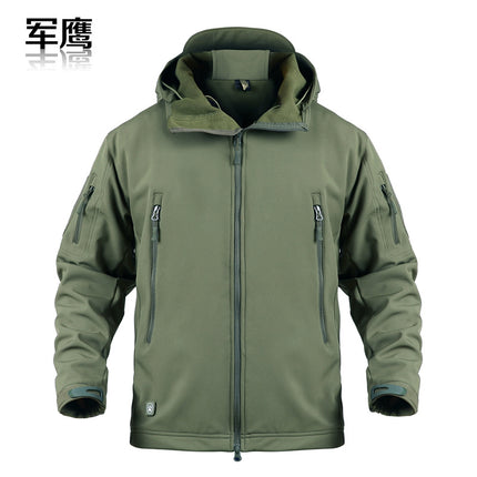 2026 Cross-Border Military Eagle Shark Skin Soft Shell Tactical Camouflage Jacket Men's Warm Breathable Wear-Resistant Military Fan Waterproof Jacket