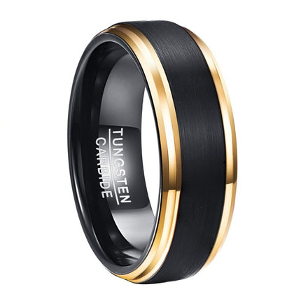 Vacuum plating black gold side tungsten steel ring men's ring jewelry in stock supply a generation of hair