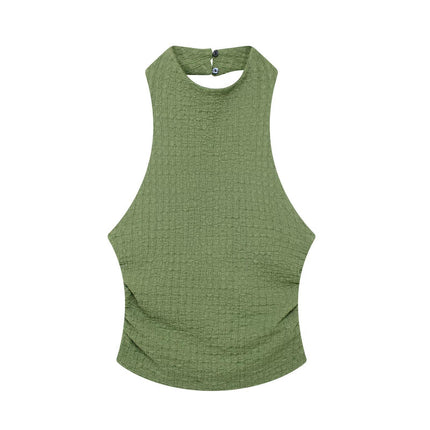 Foreign trade cross-border supply wholesale European and American wind texture hanging neck collar jacket 5039492 texture pants 5039347