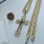 Steel gold pendant 6mm*65cm flat link chain / S.STEEL