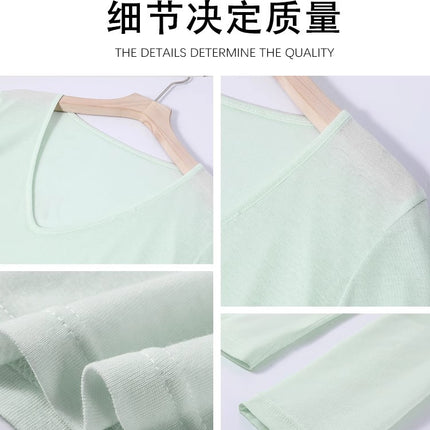 Mint Green Blouse Tulle Sling Top Two-piece Suit Summer Mesh Long-sleeved Women's Spring Dopamine Wear