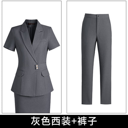 Short-sleeved professional suit suit women's summer high-end elegant hotel front desk manager work clothes beauty salon gold shop work clothes