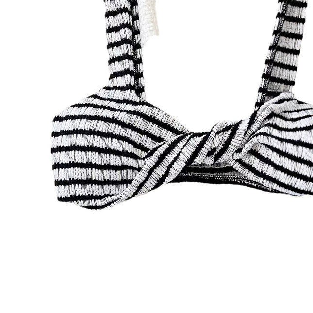 2025 Foreign Trade New Bikini Swimwear Women's Split Wave Cloth Sexy Lace-up Bikini Swimsuit