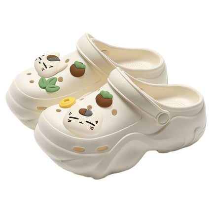 Thick-Soled Croc Shoes Women's Outerwear Summer 2025 New Beach Seaside Baotou Eva Sandals and Slippers Lightweight and Soft Elastic