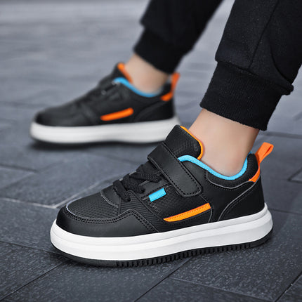 Children's Sneakers Spring New Waterproof Leather Boys' sneaker Trendy Soft Sole Casual White Shoes for Middle and Big Children