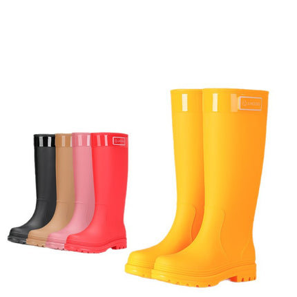 "Mango Yellow Extra Tall Rain Boots" Waterproof, Non-Slip, Thickeneded Women's Rain Boots, Hiking and River Tracing Protective Wading Boots, Long Water Shoes