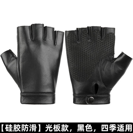 Motorcycle Sheepskin Half-Finger Gloves Men's Summer Thin Driving and Cycling Motorcycle Outdoor Riding Fitness Tactical Fingerless