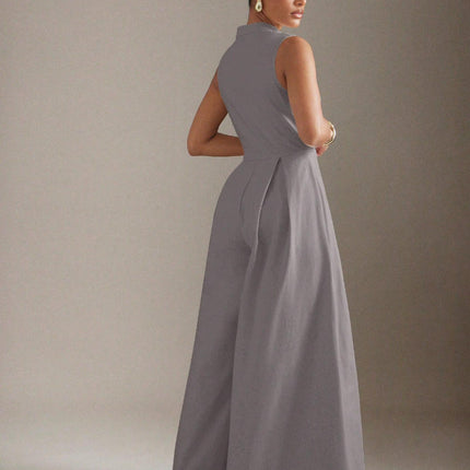 Ins Popular 2025 European and American Cross-Border High-Waisted Women's Solid Color Sleeveless Zipper Dress Fashionable Slim-Fit Commuter Pants