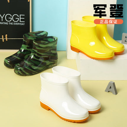 Men's Rain Shoes Men's Short Barrel Four Seasons Warm Rain Boots Cold-proof overshoes Non-slip Low-top Water Shoes Waterproof High-grade Rubber Shoes