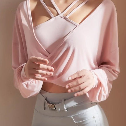High-end Yoga Blouse Women's Tulle Breathable Sports Jacket Loose Running Fitness Top