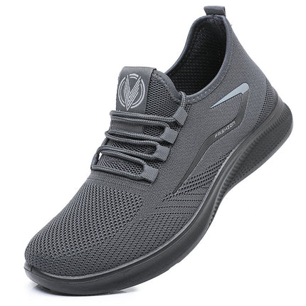 Foreign Trade Fly-Knit Men's Shoes Spring Cross-Border Dropshipping Men's Casual Shoes Polyurethane Breathable Mesh Fashion Sports Shoes Lightweight