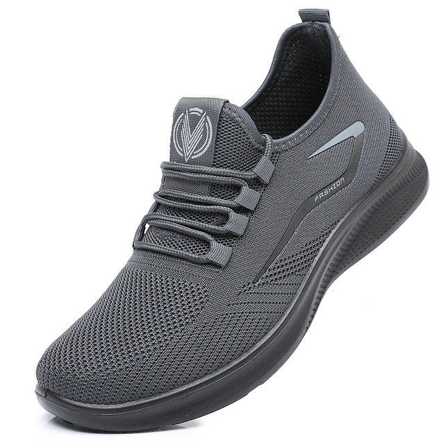 Foreign Trade Fly-Knit Men's Shoes Spring Cross-Border Dropshipping Men's Casual Shoes Polyurethane Breathable Mesh Fashion Sports Shoes Lightweight