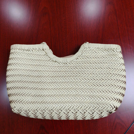 French Woven Leather Basket Bag / Sac Panier Cuir Tressé Français