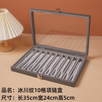 Glacier wood grain 10 compartment necklace box