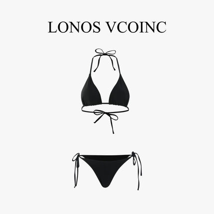 Source Manufacturer Swimsuit Women's Split Solid Color European and American Pure Desire Bikini Sexy Lace-Up Beach Swimsuit Vacation Foreign Trade
