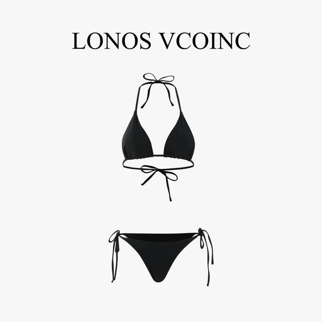 Source Manufacturer Swimsuit Women's Split Solid Color European and American Pure Desire Bikini Sexy Lace-Up Beach Swimsuit Vacation Foreign Trade