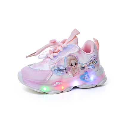 Wholesale with lights girls sneaker 2025 spring new fashion butterfly princess shoes children running shoes in stock