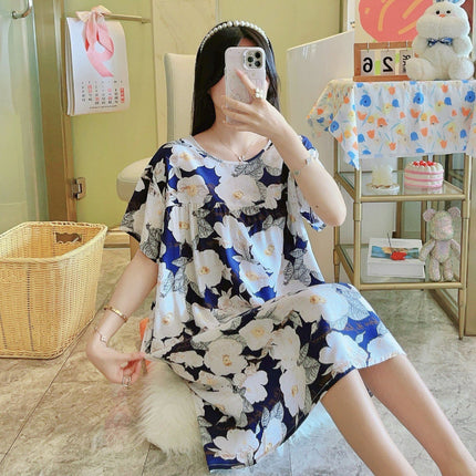 Cotton Silk Nightgown for Women 2026 New Style Casual Short-Sleeved Thin Loose-Fitting High-End Breathable Home Wear That Can Be Worn Outside
