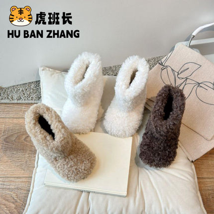 Circle Velvet Girls' Shoes, Furry Boots, Kidsren's Snow Boots, 2026 Winter New Korean Style Slip-On Shoes, Baby Cotton Shoes