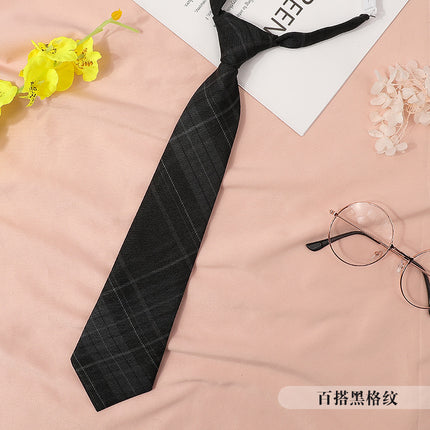 jk Japanese Style Plaid Women's Collar Flower Black Tie Collar String College Style Ribbon Bow Shirt ins Sailor Suit