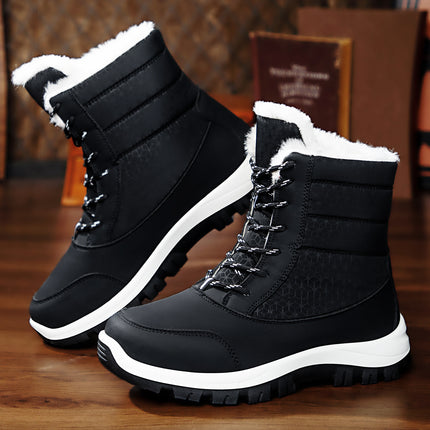 Women's Cotton Shoes, Winter Fleece-Lined and Thickened, New High-Top Cotton Boots, Cross-Border Dropshipping, Waterproof, Non-Slip, Lace-Up Snow Boots