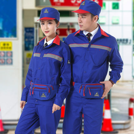 Spring and Autumn Long Sleeve Gas Station Work Clothes Suit Men's Labor Suit FJD Sinopec PetroChina Gas Station Tooling