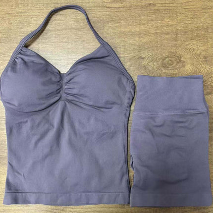 suit DF Amazon Explosions Shorts Small Bra High Elastic Superfine Extinction Nylon Hanging Neck Beauty Back Sports Vest