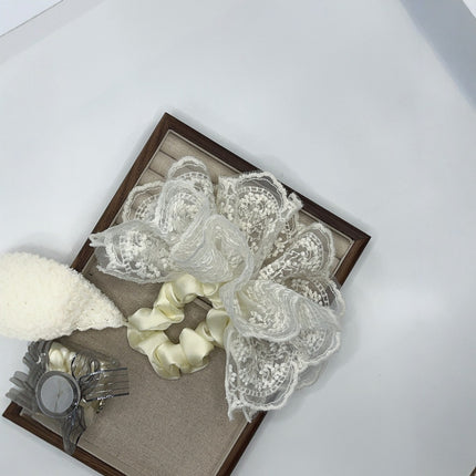 Double Lace Skirt Hair Ring Women's High-end Half-tie Hair Rope Elegant Low Ponytail Simple All-match Headline Hair Accessories