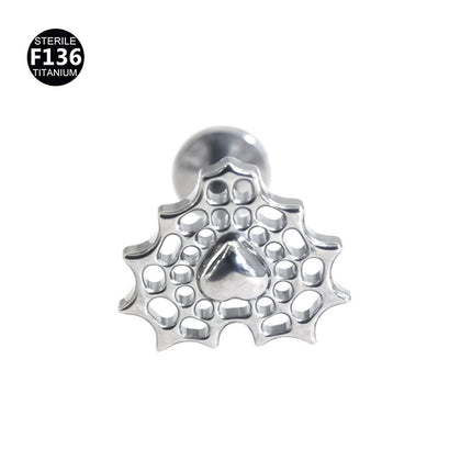 F136 Titanium Alloy Hollow Love Flower Batch Flower Peach Heart Lip Nail Ear Bone Nail Tragus Small Ear Bone Nail 0.9 Teeth