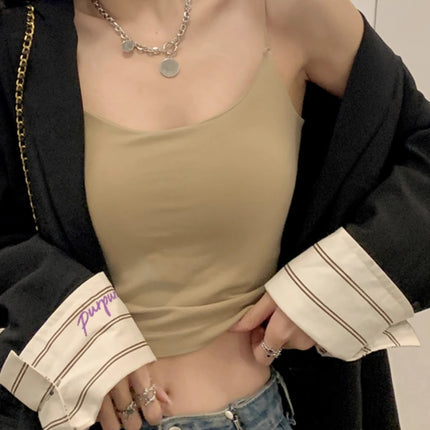 Thai Small Camisole Women's Inner Wear Spring Chest Pad Beautiful Back Seaside Wear Outer Wear Dopamine Jazz Top