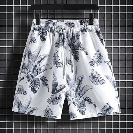 Hawaiian No-Iron Ice Silk Quick-Drying Five-Point Beach Shorts Men's Casual Printed Loose Thin Sports Large Pants