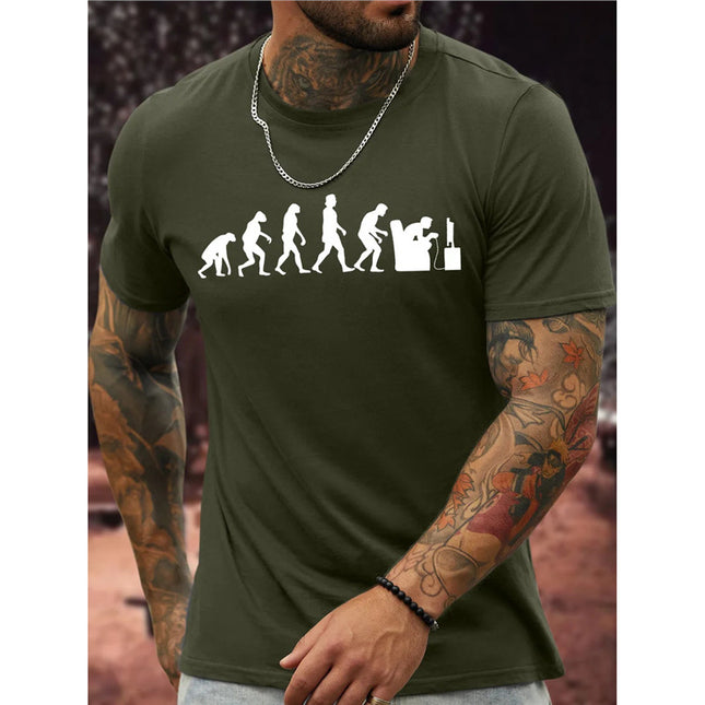 Foreign Trade Cross-border European and American European Code plus size Men's Game Evolution Funny Graphic Printed Cotton Casual Text T-Shirt
