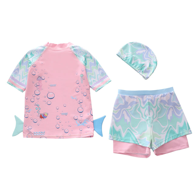 New Children's Swimwear, Large, Medium, and Small Sizes for Girls, Two-Piece with Ruffles, Sun-Protective Girls' Swimwear, Girls' Swimsuits with Cpc Certification