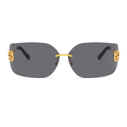 Curved Surface Frameless Sunglasses Women's 2025 New Suit Fit Square Face High Sense Large Frame Small Women's Sunglasses