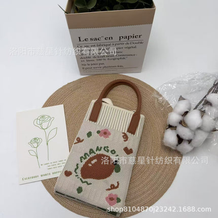 Girl's Heart-Shaped Knitted Crossbody Bag