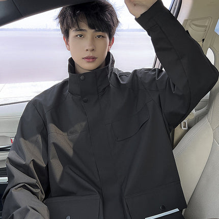 plus size Men's Windproof Waterproof Jacket Spring and Autumn Plus-sized All-match Jacket Korean-style Loose Casual Jacket