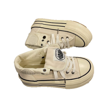 Thick-Soled Canvas Women's 2025 Spring and Autum New High-Top Women's Beige Versatile Board Ins Trendy Wholesale Casual Shoes