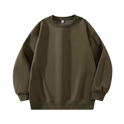 Light Gray 500g Heavyweight Round Neck Pullover Sweatshirt for Men and Women Japanese Style Style Loose Casual Versatile Long-Sleeved Top Autumn and Winter