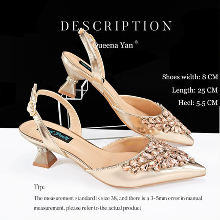 Queenyan Export Mirror Large Diamond Clutch and Women's High-Heeled Shoes Combination Set Elegant and Simple Banquet