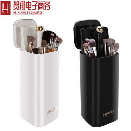 Light Luxury Automatic Lifting Makeup Brush Storage Bucket High-End Makeup Brush Bucket with Lid Dust-Proof Compartment Makeup Brush Storage Box