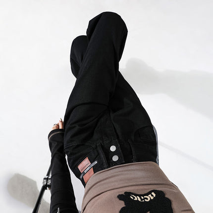 Black Wide Leg Jeans Women's Autumn and Winter 2024 New High Waist Loose Straight Tube Slimming All-match Mop Long Pants