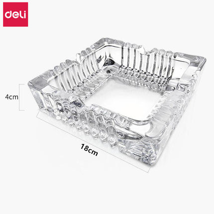 Deli Ashtray Living Room Office Large, Medium and Small Transparent Glass Cylinder Simple and Generous Thickened Glass Ashtray
