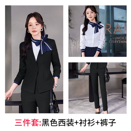 Stewardess Uniform Professional suit Female Spring and Autumn Fashion Front Desk Beautician Work Clothes Female Professional Temperament Suit Dress