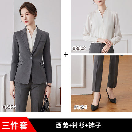 Professional suit suit women's spring elegant and capable case Field customer service workwear hotel front desk reception work clothes high-end