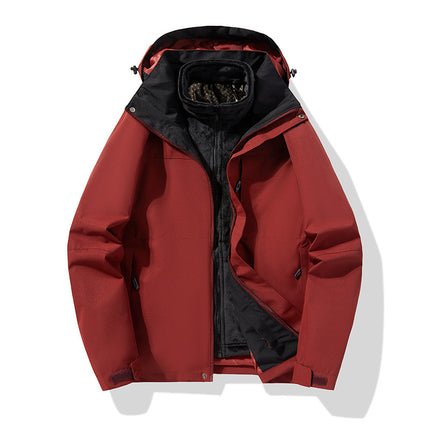 Outdoor Charge Clothes Autumn and Winter New Graphene Removable Three-in-One Two-Piece fleece-lined Thickened Silver Fox Cashmere Jacket