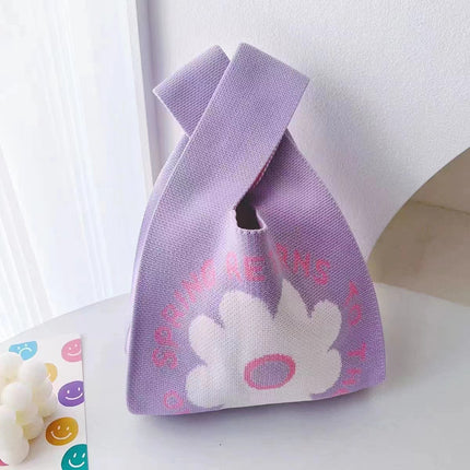 Knitted Tote Bag Floral / Sac Tote Tricot Floral